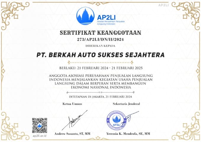 Sertifikat Resmi AP2LI AutoSukses2u